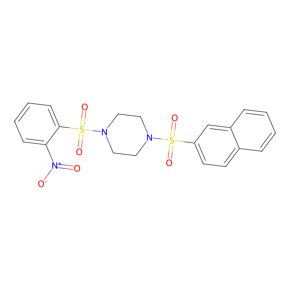 1-Naphthalen-2-ylsulfonyl-4-(2-nitrophenyl)sulfonylpiperazine molecular structure, CAS 428852-86-2