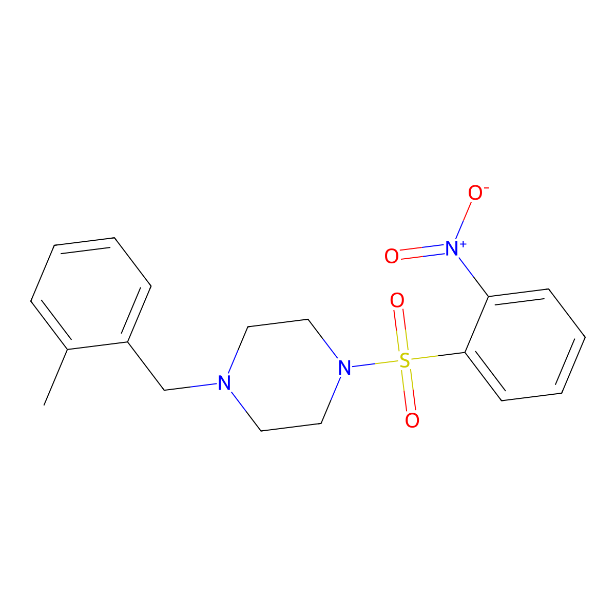 1-[(2-Methylphenyl)methyl]-4-(2-nitrophenyl)sulfonylpiperazine molecular structure, CAS 428852-88-4