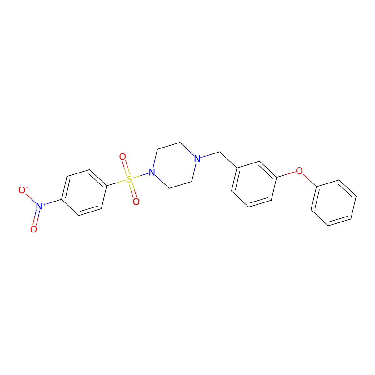 1-(4-Nitrophenyl)sulfonyl-4-[(3-phenoxyphenyl)methyl]piperazine molecular structure, CAS 428852-94-2