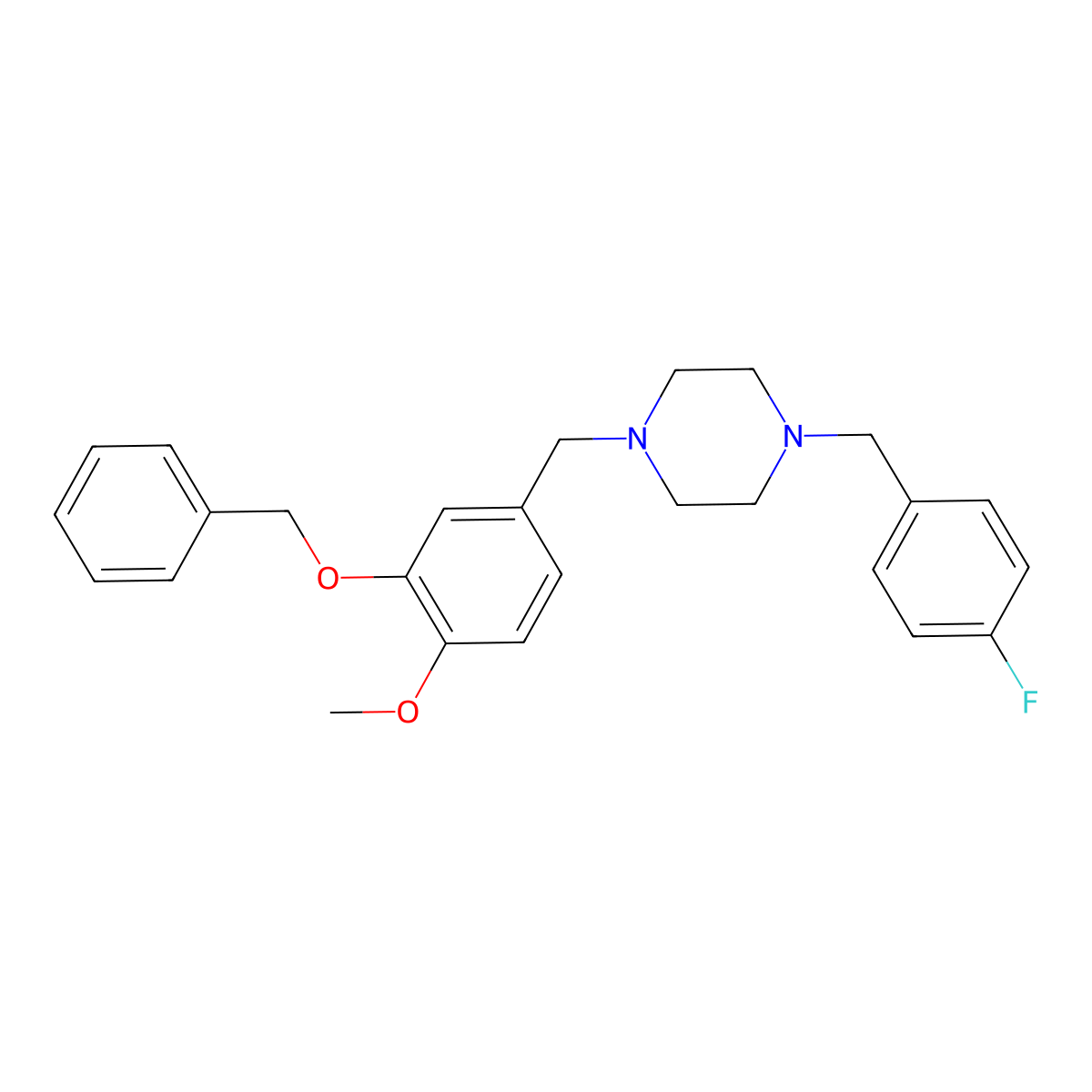 1-[3-(Benzyloxy)-4-methoxybenzyl]-4-(4-fluorobenzyl)piperazine molecular structure, CAS 428853-07-0