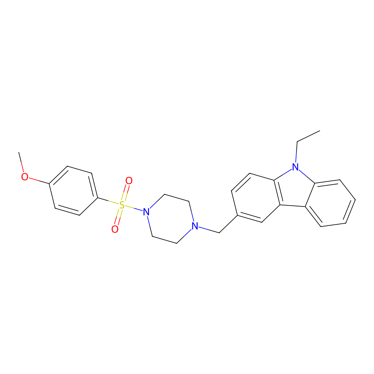 9-Ethyl-3-[[4-(4-methoxyphenyl)sulfonylpiperazin-1-yl]methyl]carbazole molecular structure, CAS 428853-11-6