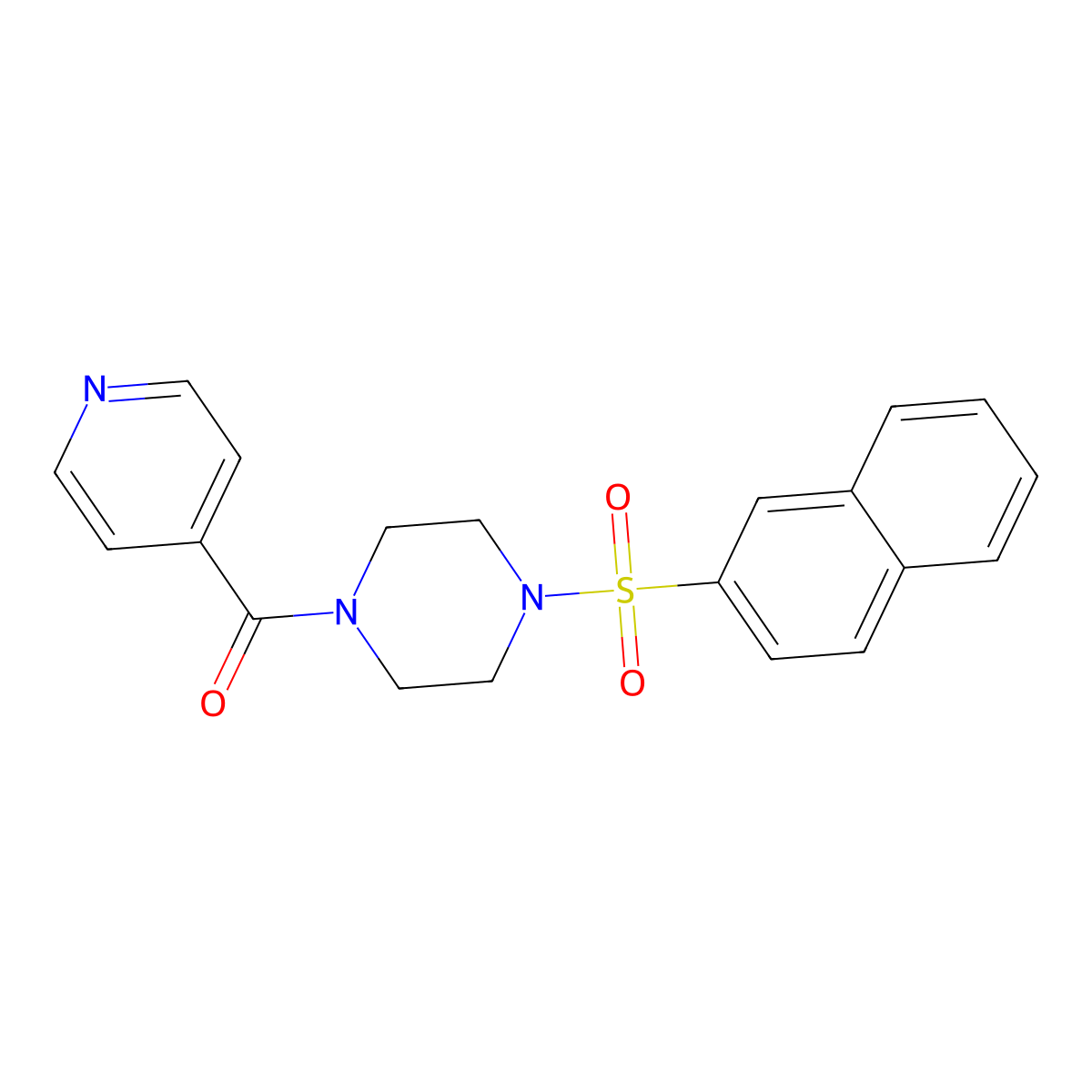 (4-Naphthalen-2-ylsulfonylpiperazin-1-yl)-pyridin-4-ylmethanone molecular structure, CAS 428853-12-7