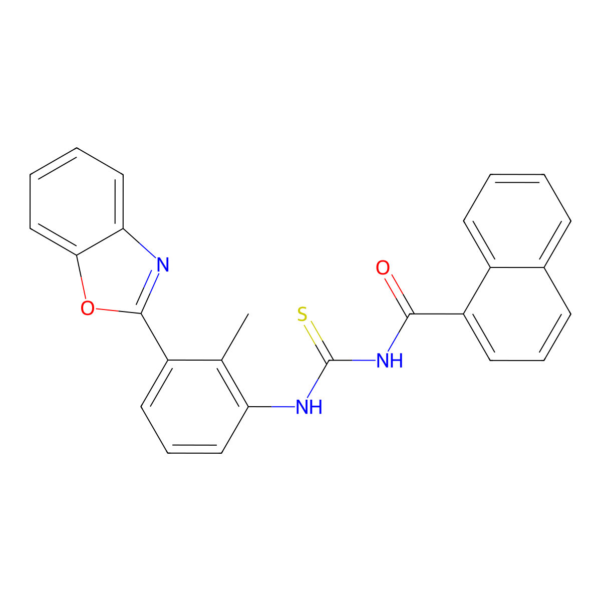 N-[[3-(1,3-benzoxazol-2-yl)-2-methylphenyl]carbamothioyl]naphthalene-1-carboxamide molecular structure, CAS 428853-24-1