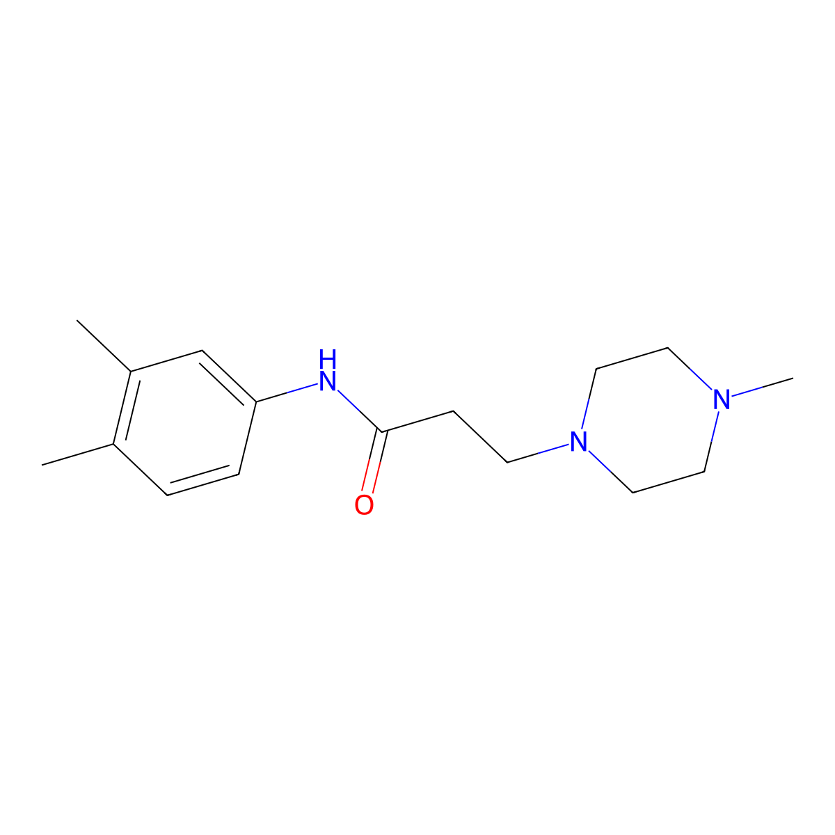 N-(3,4-dimethylphenyl)-3-(4-methylpiperazin-1-yl)propanamide molecular structure, CAS 428853-28-5