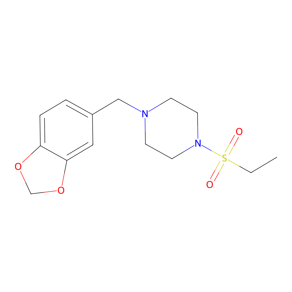 1-(1,3-Benzodioxol-5-ylmethyl)-4-(ethylsulfonyl)piperazine molecular structure, CAS 428853-29-6