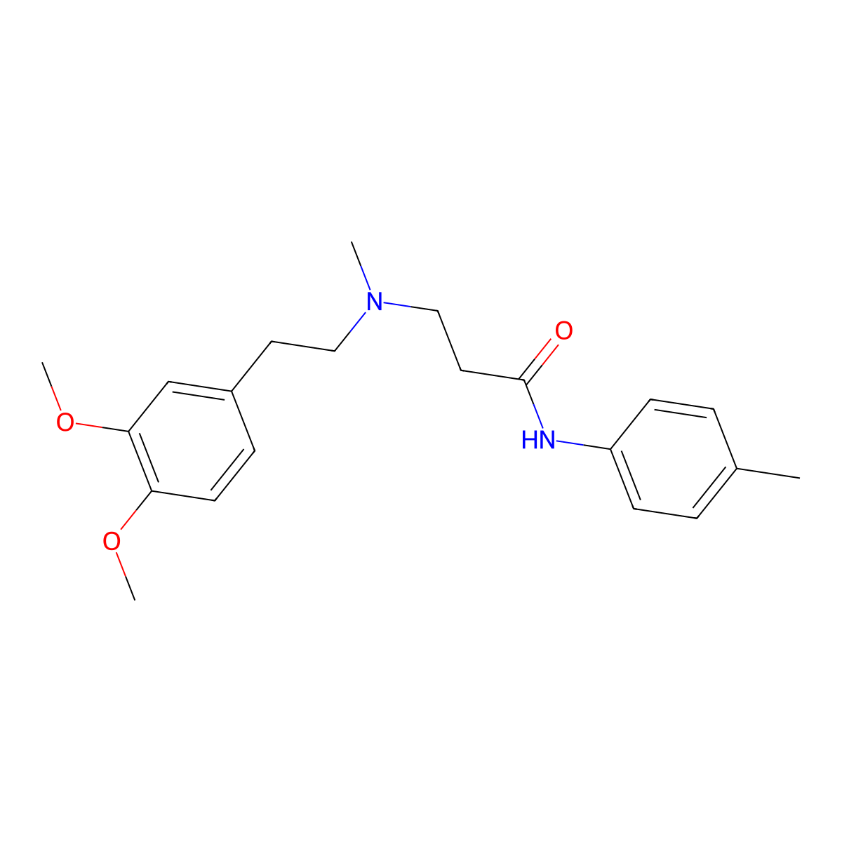 3-[2-(3,4-dimethoxyphenyl)ethyl-methylamino]-N-(4-methylphenyl)propanamide molecular structure, CAS 428853-31-0