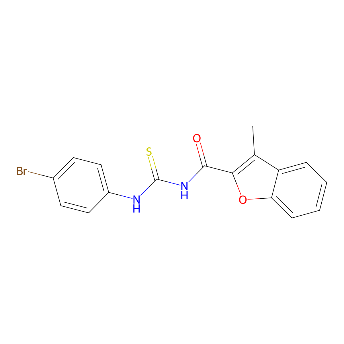 N-[(4-bromophenyl)carbamothioyl]-3-methyl-1-benzofuran-2-carboxamide molecular structure, CAS 428853-40-1
