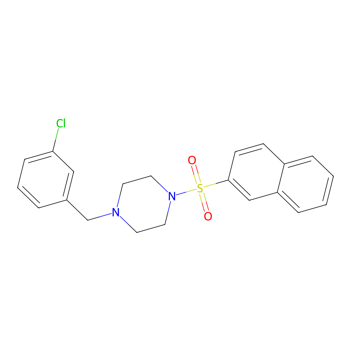 1-[(3-Chlorophenyl)methyl]-4-naphthalen-2-ylsulfonylpiperazine molecular structure, CAS 428853-46-7