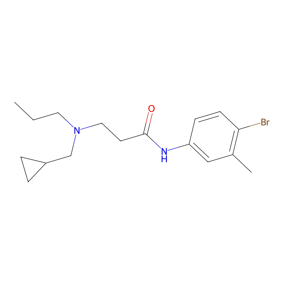 N-(4-bromo-3-methylphenyl)-3-[(cyclopropylmethyl)(propyl)amino]propanamide molecular structure, CAS 428853-47-8