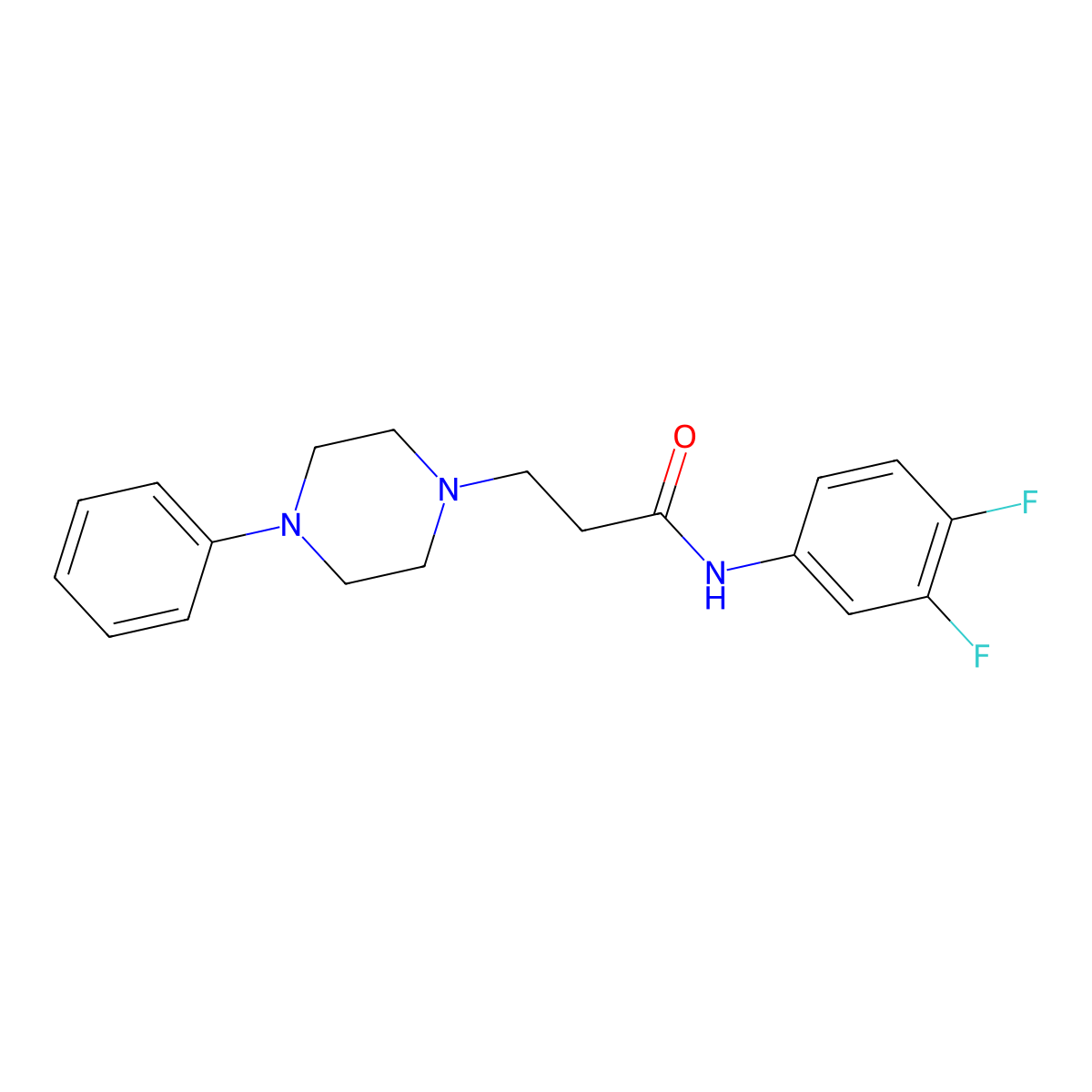 N-(3,4-difluorophenyl)-3-(4-phenylpiperazin-1-yl)propanamide molecular structure, CAS 428853-59-2