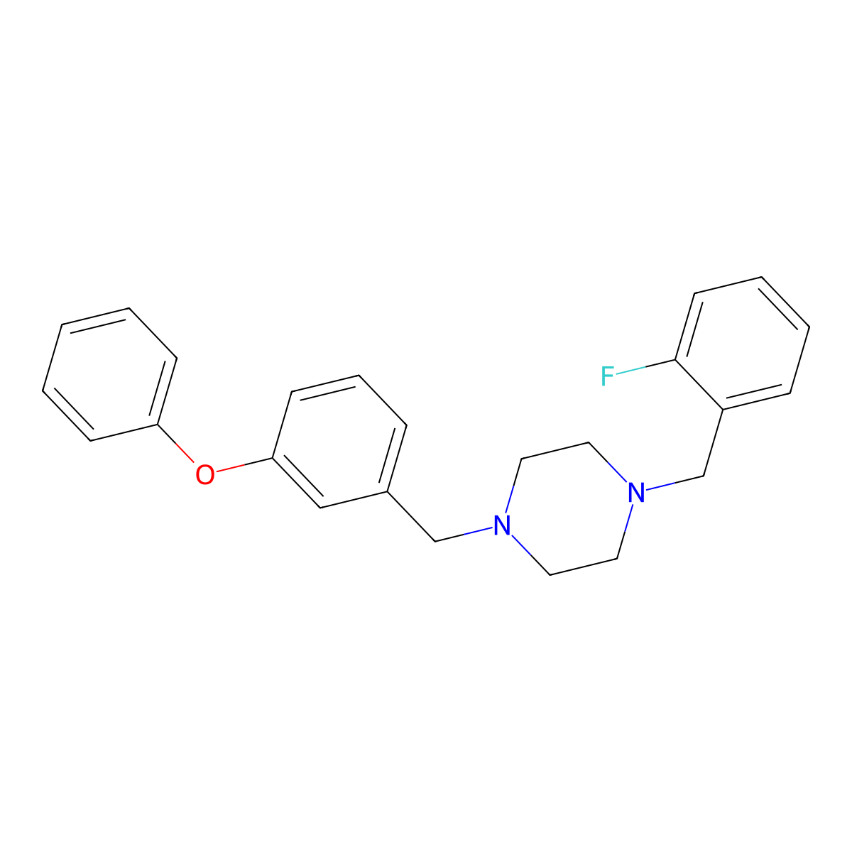 1-[(2-Fluorophenyl)methyl]-4-[(3-phenoxyphenyl)methyl]piperazine molecular structure, CAS 428853-68-3