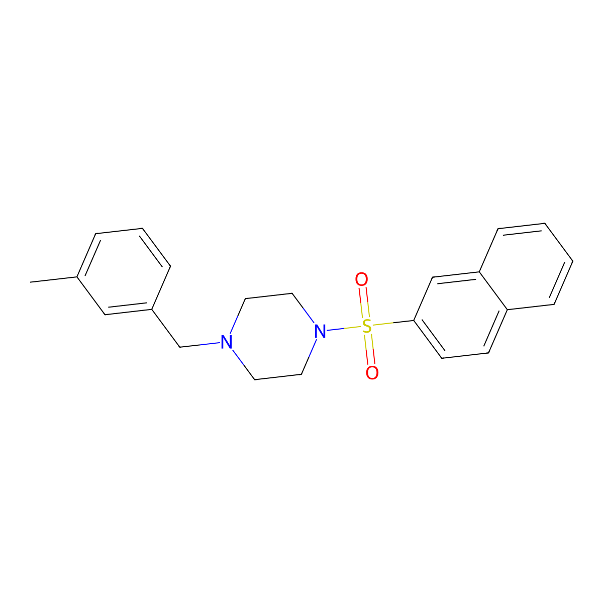 1-[(3-Methylphenyl)methyl]-4-naphthalen-2-ylsulfonylpiperazine molecular structure, CAS 428853-72-9