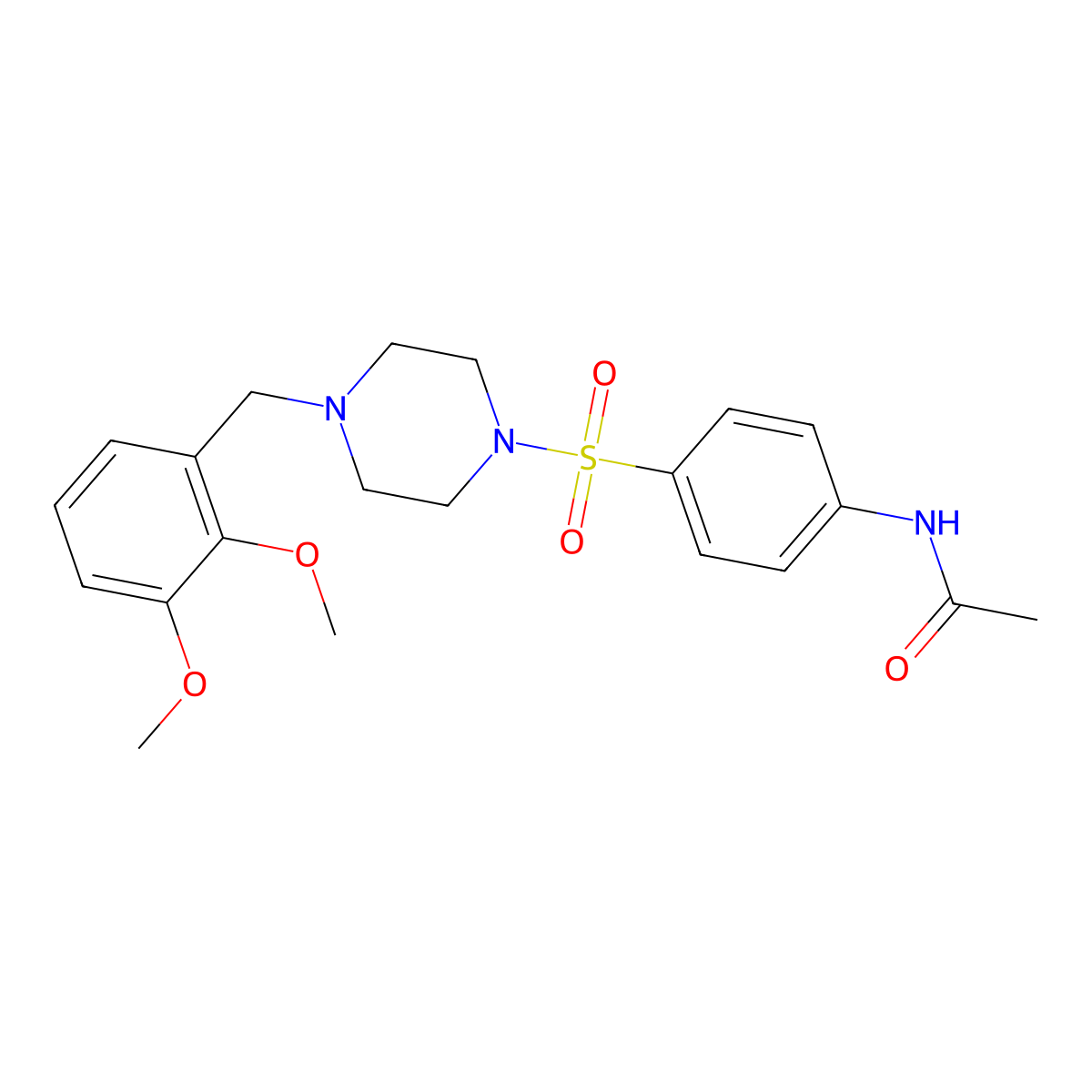 N-(4-{[4-(2,3-dimethoxybenzyl)piperazin-1-yl]sulfonyl}phenyl)acetamide molecular structure, CAS 428853-88-7