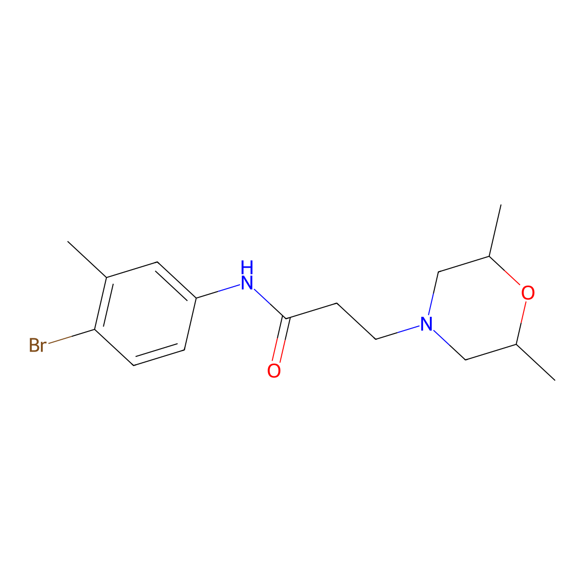 N-(4-bromo-3-methylphenyl)-3-(2,6-dimethylmorpholin-4-yl)propanamide molecular structure, CAS 428853-89-8