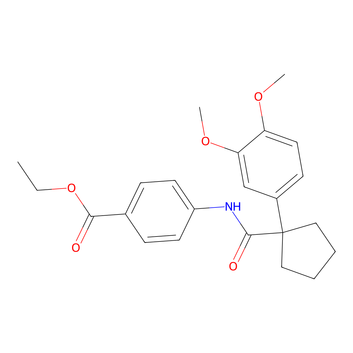Ethyl 4-({[1-(3,4-dimethoxyphenyl)cyclopentyl]carbonyl}amino)benzoate molecular structure, CAS 428853-91-2