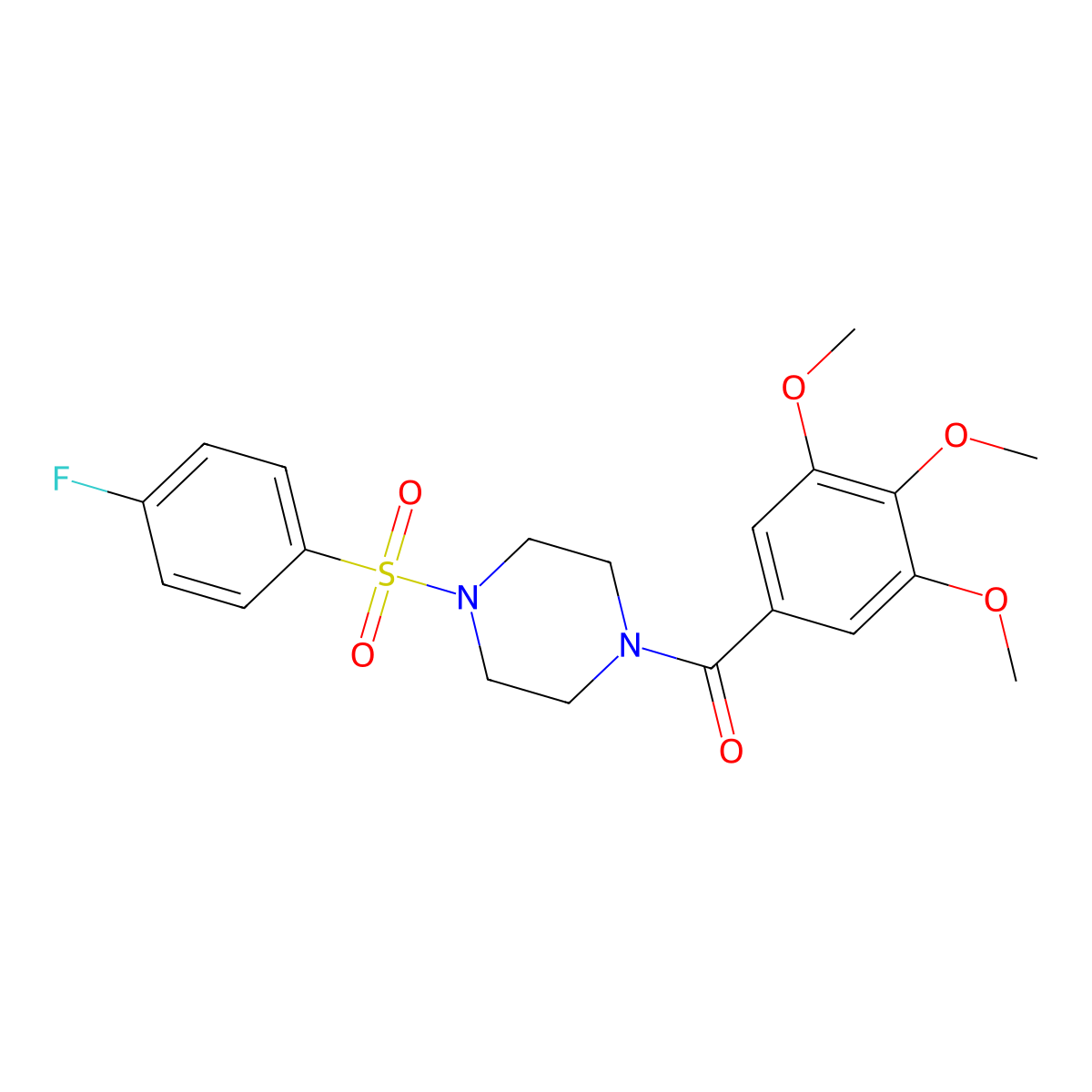[4-(4-Fluorophenyl)sulfonylpiperazin-1-yl]-(3,4,5-trimethoxyphenyl)methanone molecular structure, CAS 428853-93-4