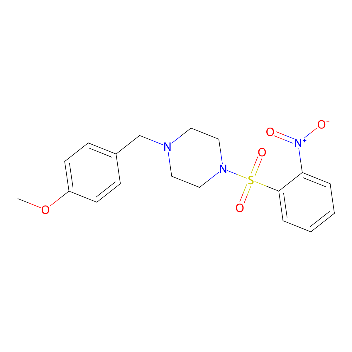 1-[(4-Methoxyphenyl)methyl]-4-(2-nitrophenyl)sulfonylpiperazine molecular structure, CAS 428853-98-9