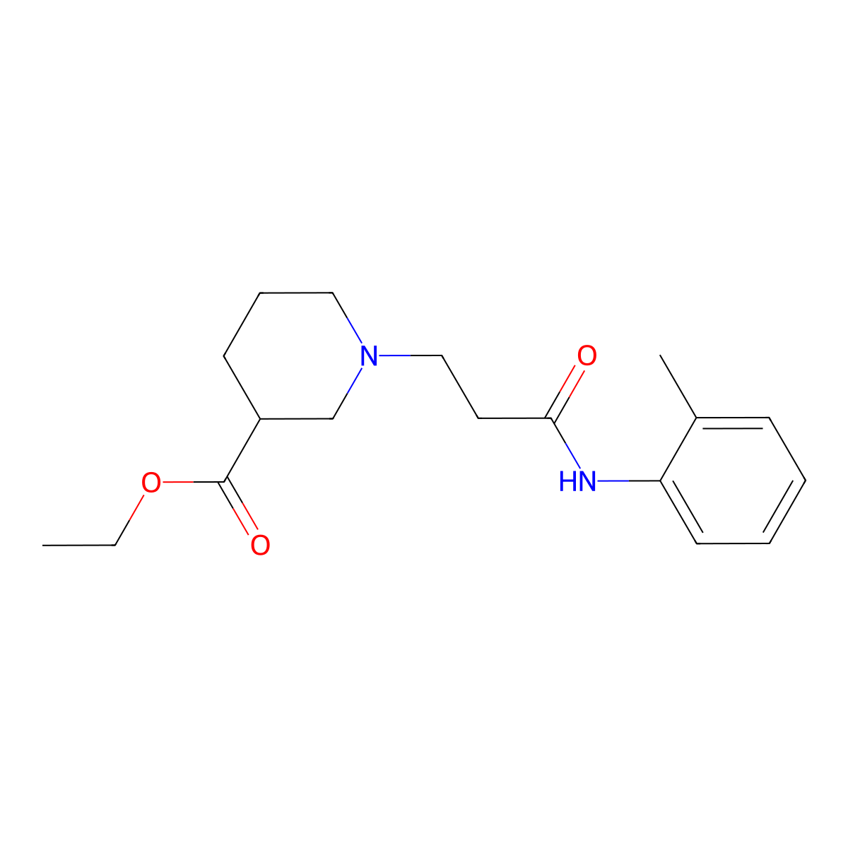 Ethyl 1-[3-oxo-3-(2-toluidino)propyl]-3-piperidinecarboxylate molecular structure, CAS 428854-02-8