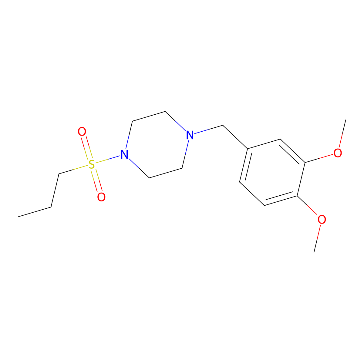 1-(3,4-Dimethoxybenzyl)-4-(propylsulfonyl)piperazine molecular structure, CAS 428854-03-9