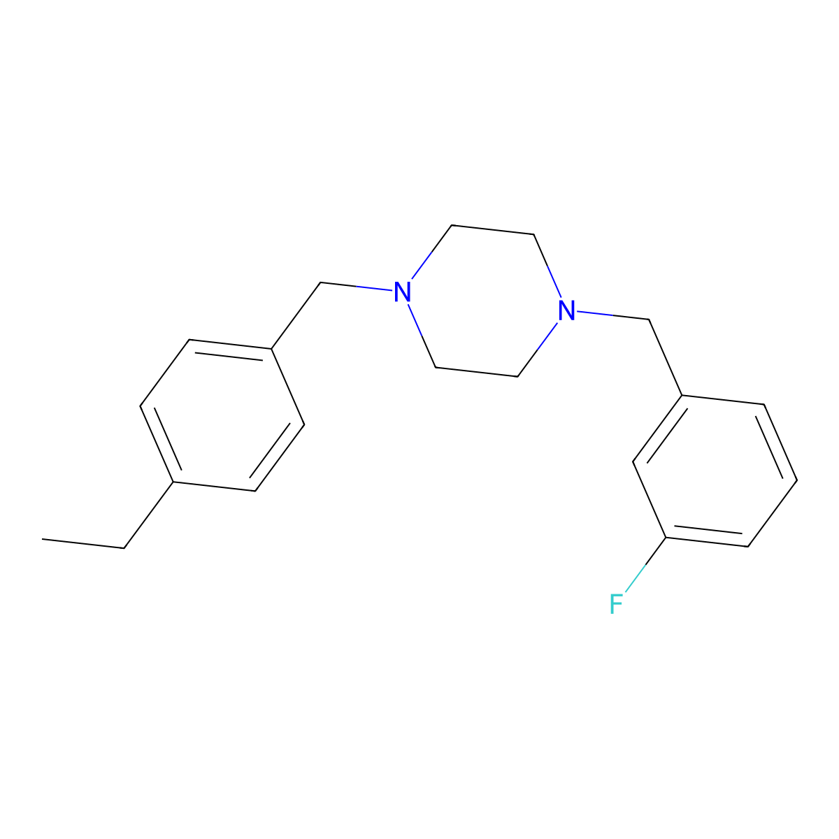 1-[(4-Ethylphenyl)methyl]-4-[(3-fluorophenyl)methyl]piperazine molecular structure, CAS 428854-05-1