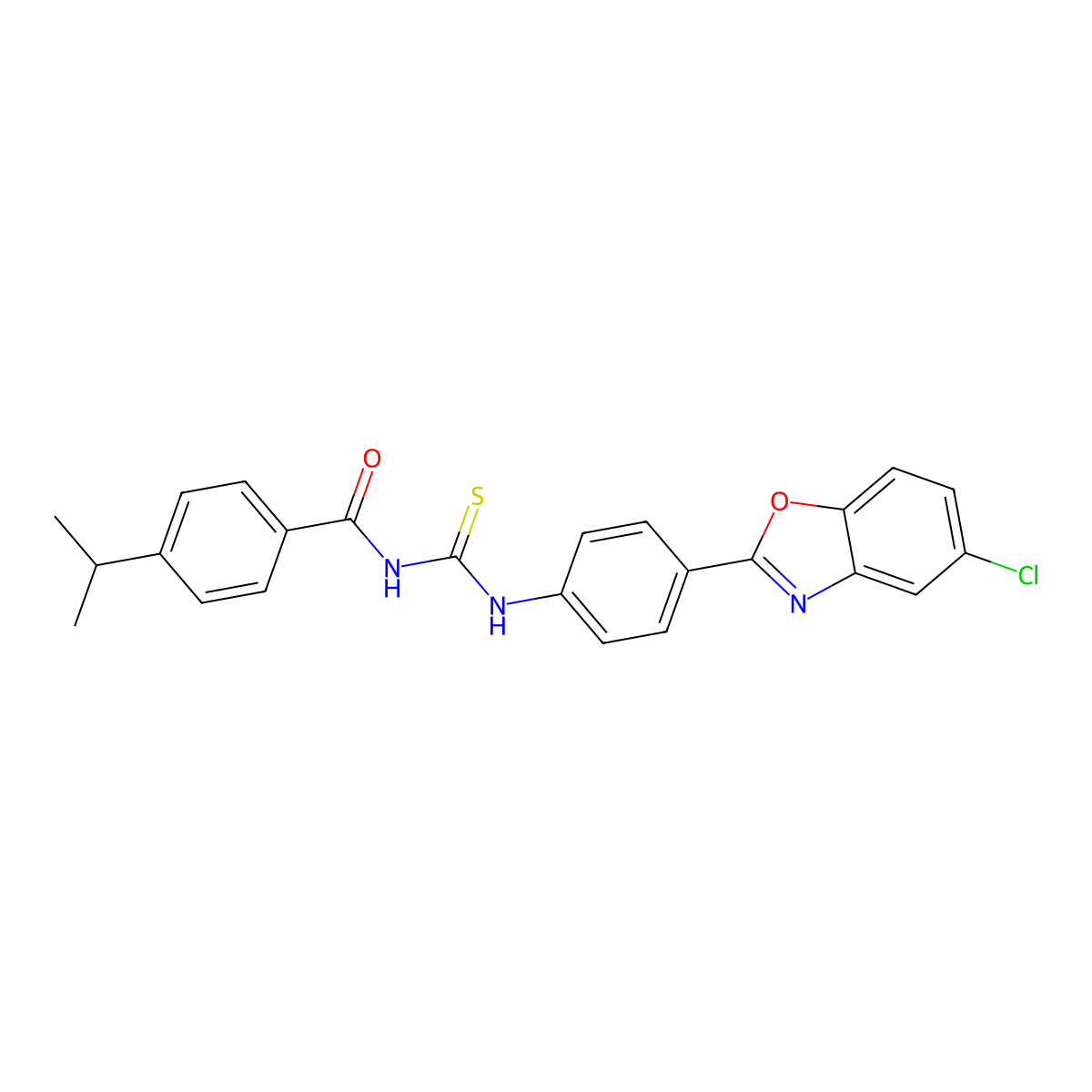 N-[[4-(5-chloro-1,3-benzoxazol-2-yl)phenyl]carbamothioyl]-4-propan-2-ylbenzamide molecular structure, CAS 428854-07-3