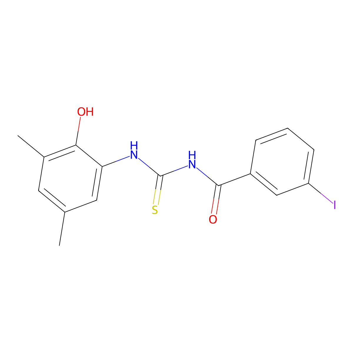N-[(2-hydroxy-3,5-dimethylphenyl)carbamothioyl]-3-iodobenzamide molecular structure, CAS 428855-82-7