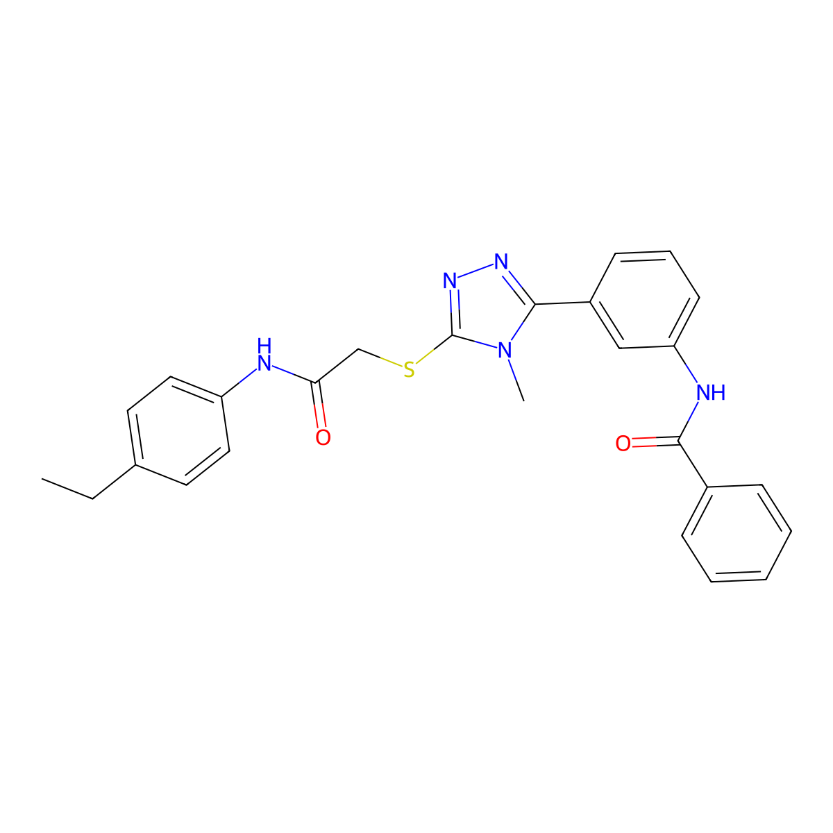 N-[3-[5-[2-(4-ethylanilino)-2-oxoethyl]sulfanyl-4-methyl-1,2,4-triazol-3-yl]phenyl]benzamide molecular structure, CAS 428855-96-3