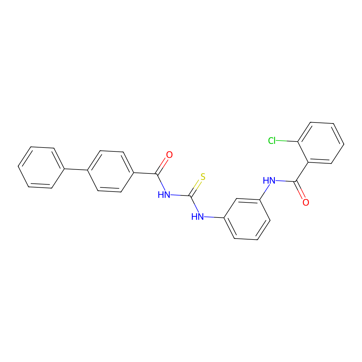 2-chloro-N-[3-[(4-phenylbenzoyl)carbamothioylamino]phenyl]benzamide molecular structure, CAS 428856-20-6