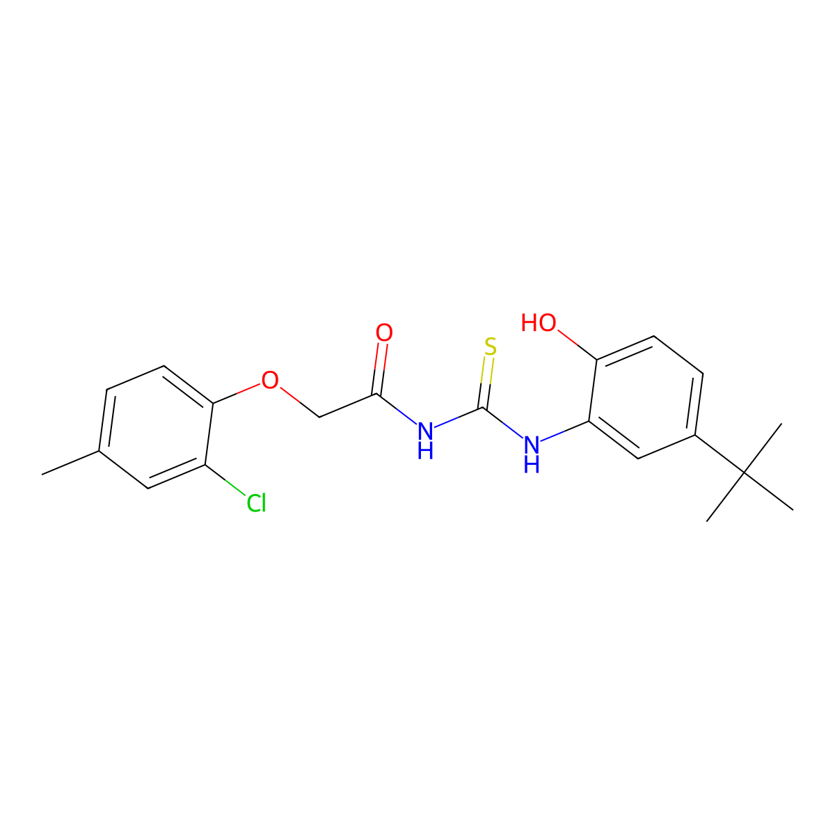N-[(5-tert-butyl-2-hydroxyphenyl)carbamothioyl]-2-(2-chloro-4-methylphenoxy)acetamide molecular structure, CAS 428856-25-1