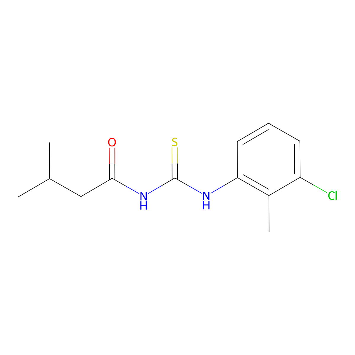 N-[(3-chloro-2-methylphenyl)carbamothioyl]-3-methylbutanamide molecular structure, CAS 428856-29-5