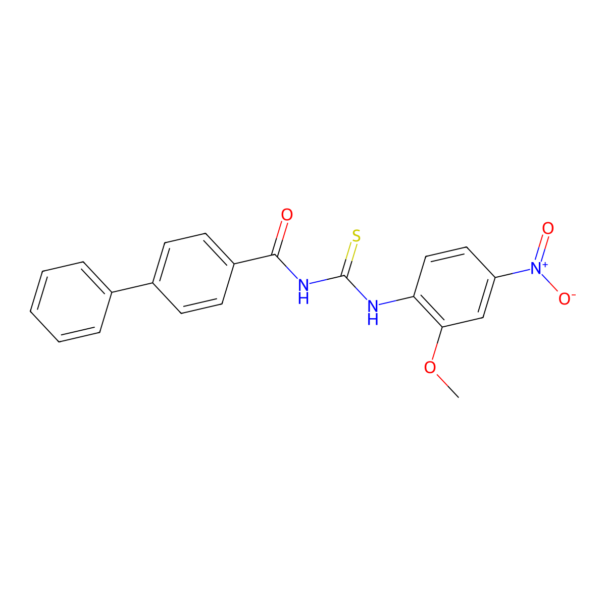 N-[(2-methoxy-4-nitrophenyl)carbamothioyl]-4-phenylbenzamide molecular structure, CAS 428856-30-8