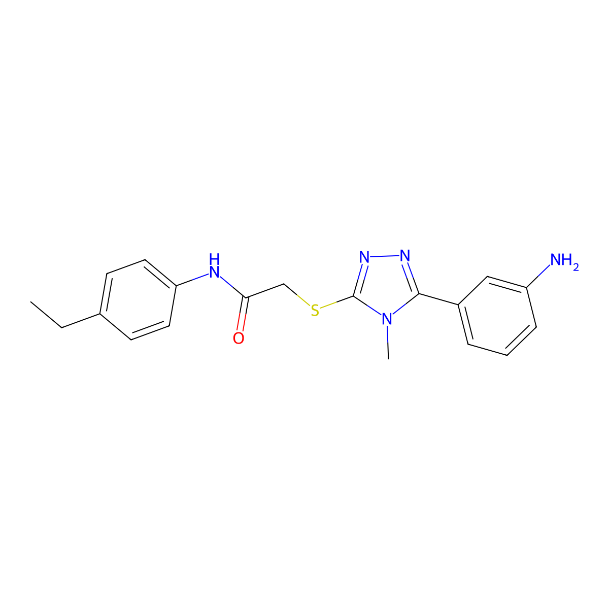 2-[[5-(3-aminophenyl)-4-methyl-1,2,4-triazol-3-yl]sulfanyl]-N-(4-ethylphenyl)acetamide molecular structure, CAS 428856-31-9