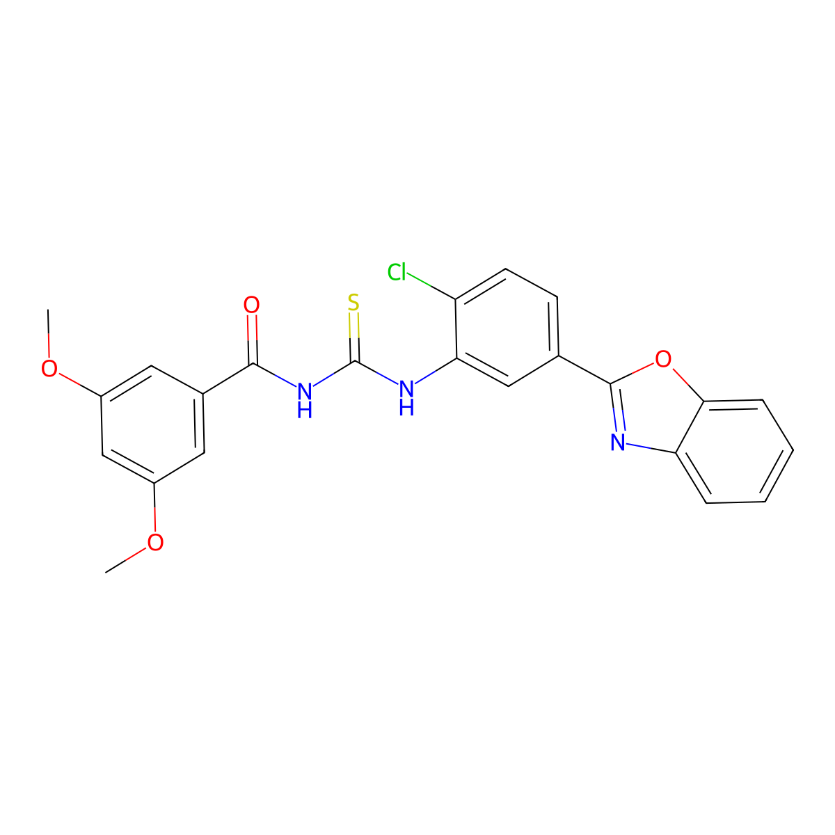 N-[[5-(1,3-benzoxazol-2-yl)-2-chlorophenyl]carbamothioyl]-3,5-dimethoxybenzamide molecular structure, CAS 428856-35-3