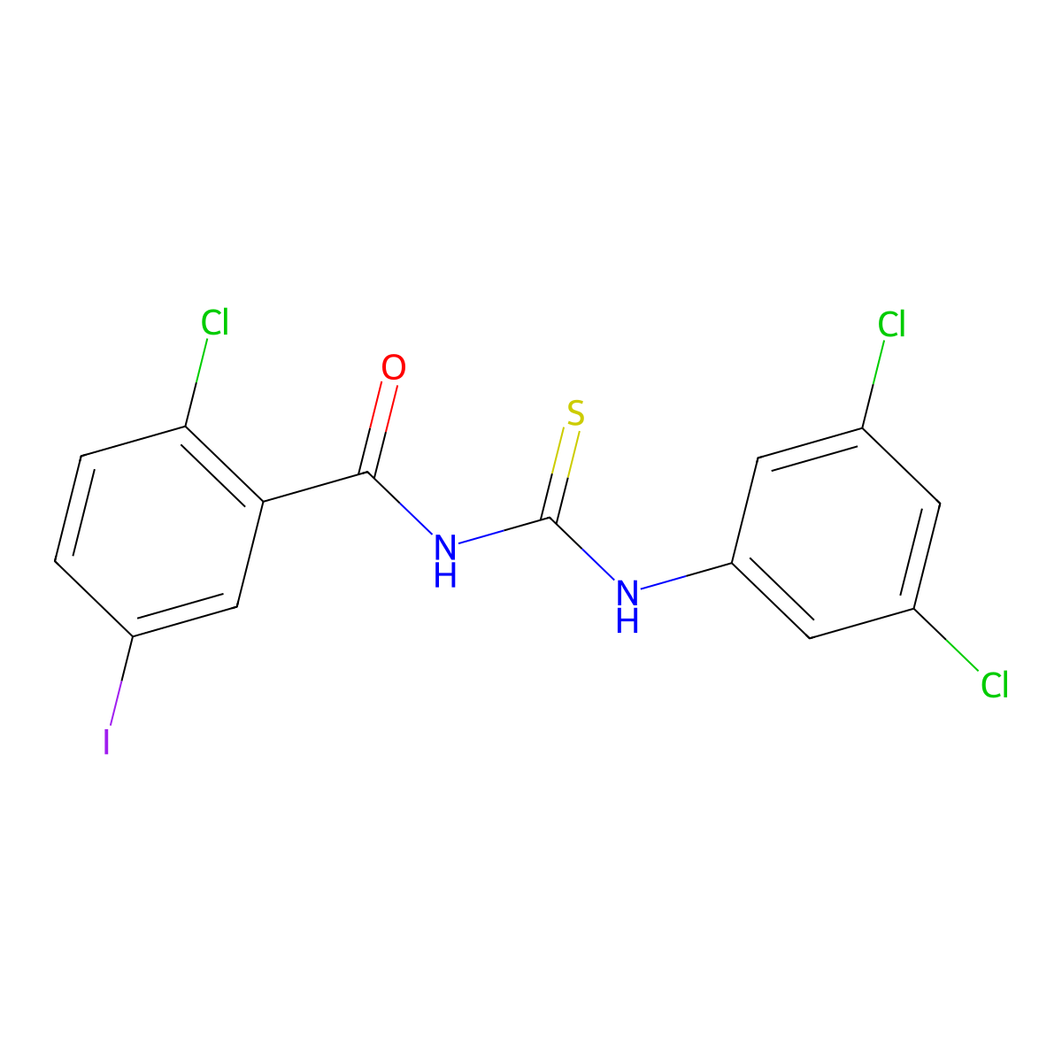 2-chloro-N-[(3,5-dichlorophenyl)carbamothioyl]-5-iodobenzamide molecular structure, CAS 428856-43-3