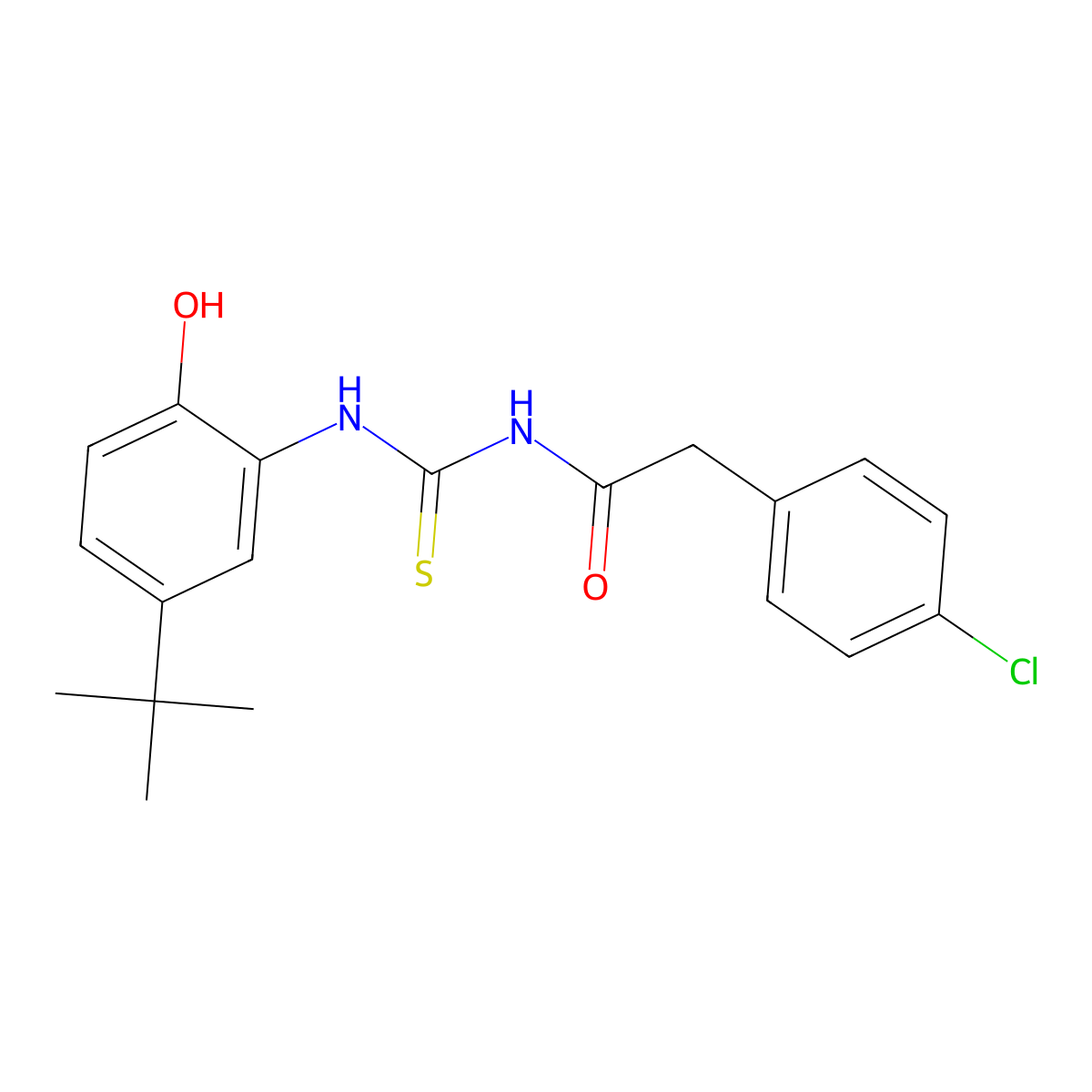 N-[(5-tert-butyl-2-hydroxyphenyl)carbamothioyl]-2-(4-chlorophenyl)acetamide molecular structure, CAS 428856-48-8