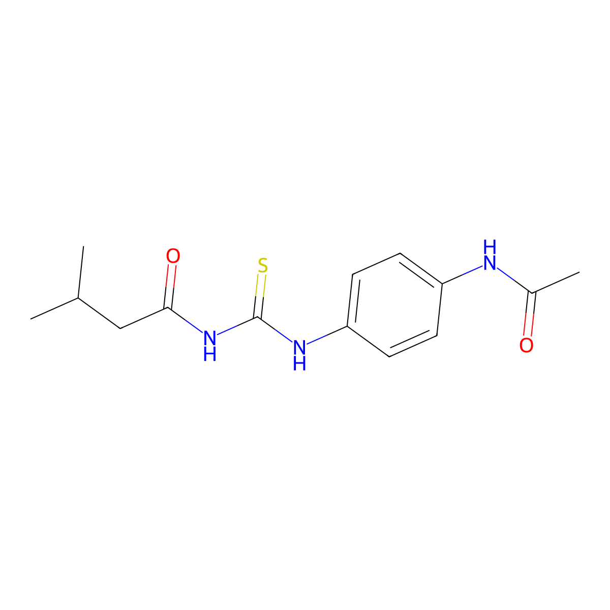 N-[(4-acetamidophenyl)carbamothioyl]-3-methylbutanamide molecular structure, CAS 428856-51-3