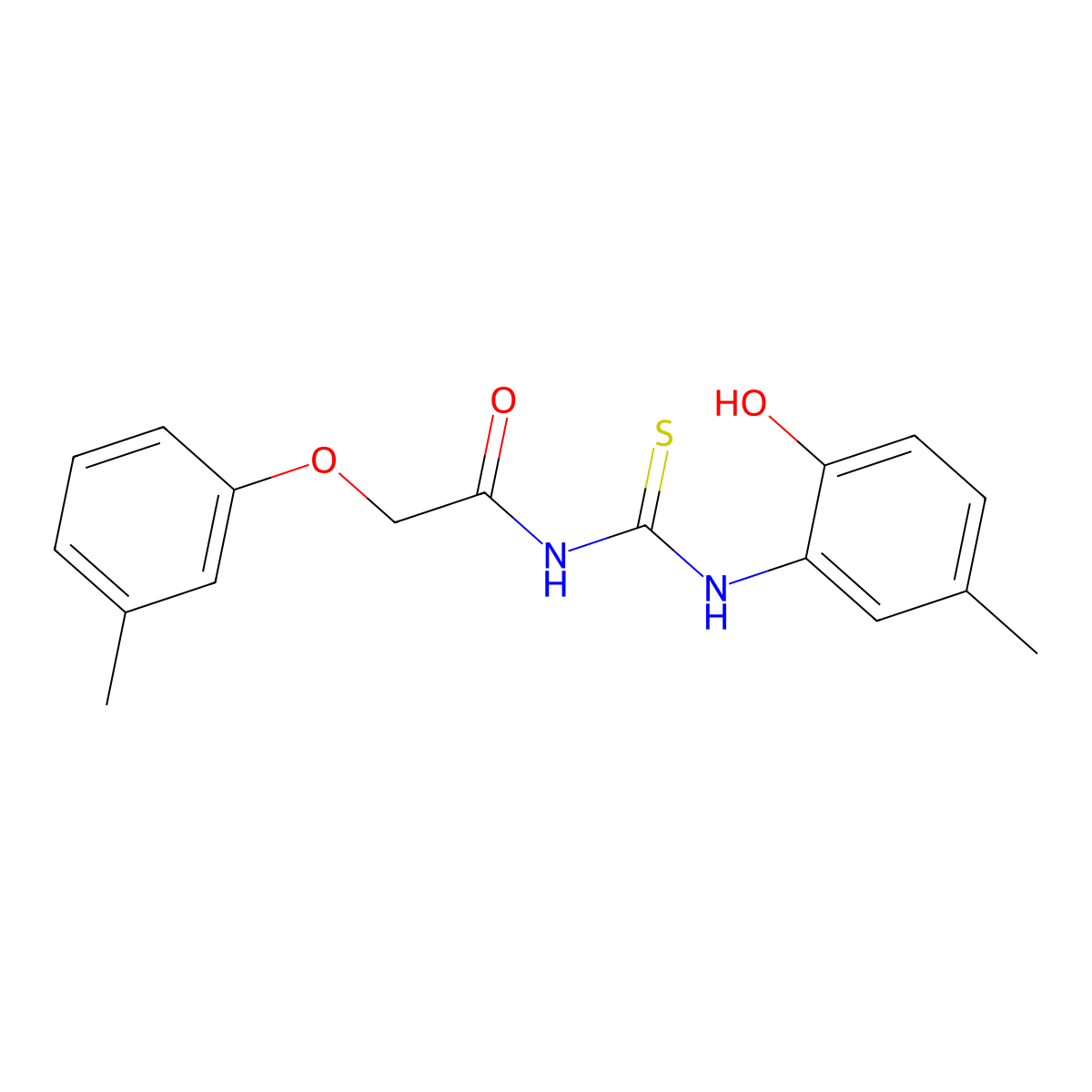 N-[(2-hydroxy-5-methylphenyl)carbamothioyl]-2-(3-methylphenoxy)acetamide molecular structure, CAS 428856-72-8