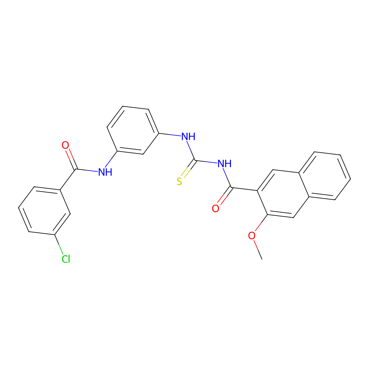 N-[[3-[(3-chlorobenzoyl)amino]phenyl]carbamothioyl]-3-methoxynaphthalene-2-carboxamide molecular structure, CAS 428857-41-4