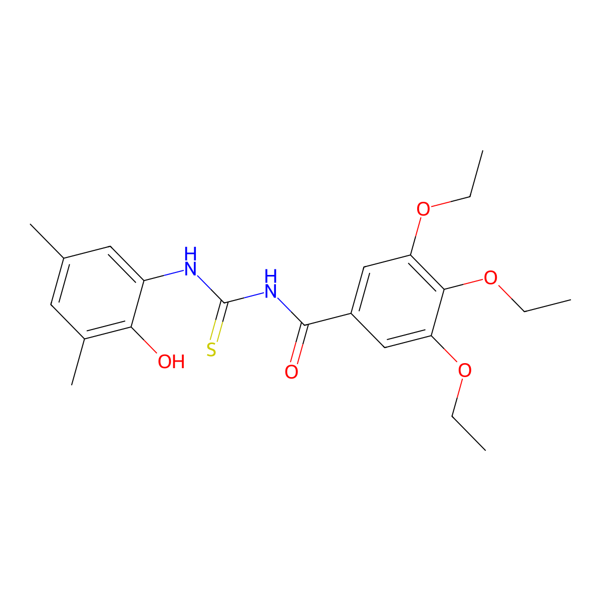 3,4,5-triethoxy-N-[(2-hydroxy-3,5-dimethylphenyl)carbamothioyl]benzamide molecular structure, CAS 428857-56-1