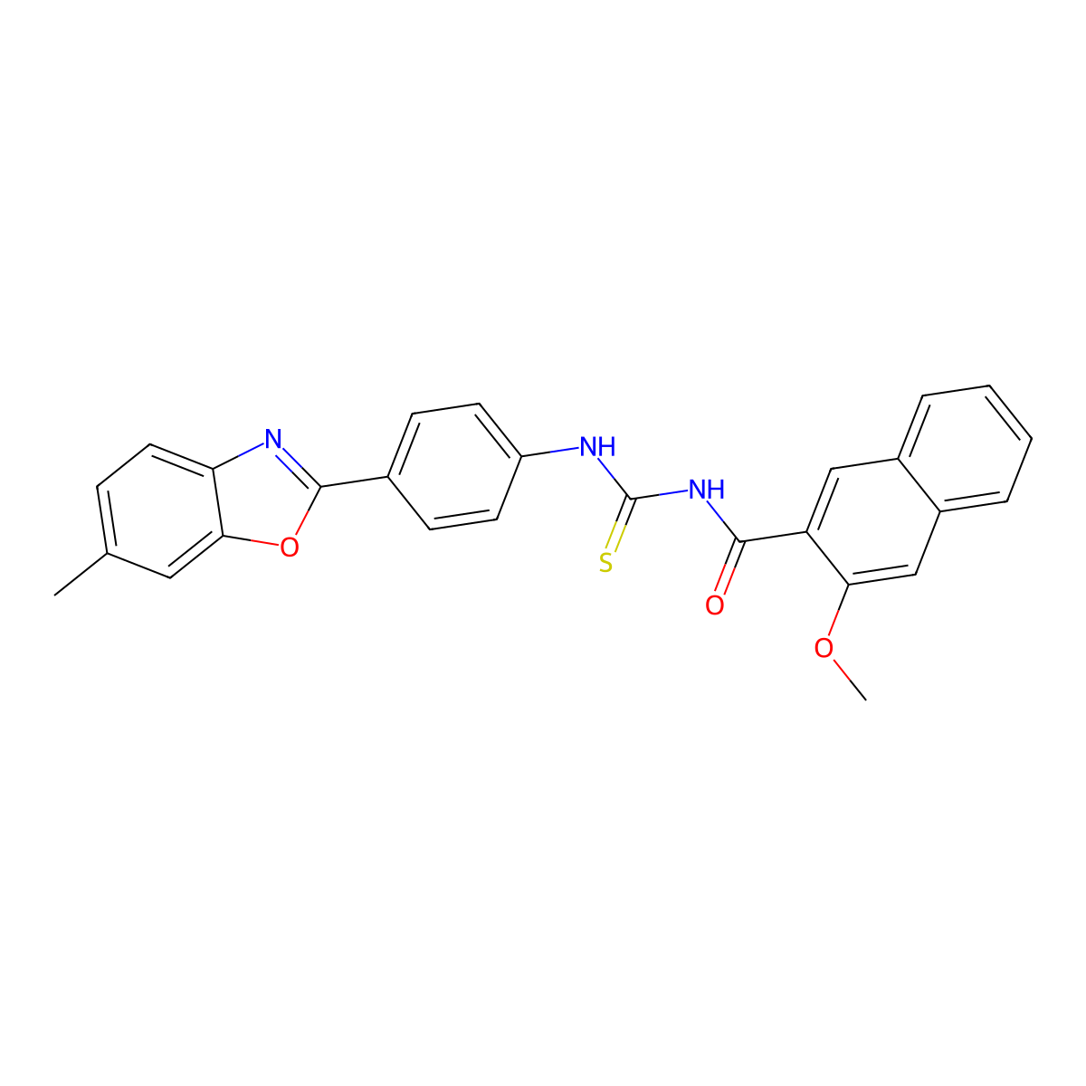 3-methoxy-N-[[4-(6-methyl-1,3-benzoxazol-2-yl)phenyl]carbamothioyl]naphthalene-2-carboxamide molecular structure, CAS 428857-72-1