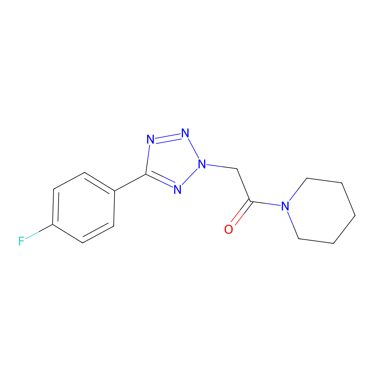 1-{[5-(4-fluorophenyl)-2H-tetrazol-2-yl]acetyl}piperidine molecular structure, CAS 428857-73-2