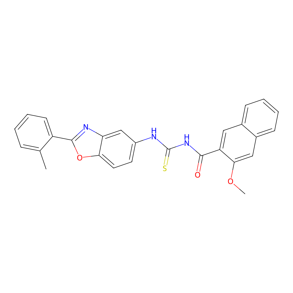 3-methoxy-N-[[2-(2-methylphenyl)-1,3-benzoxazol-5-yl]carbamothioyl]naphthalene-2-carboxamide molecular structure, CAS 428857-93-6