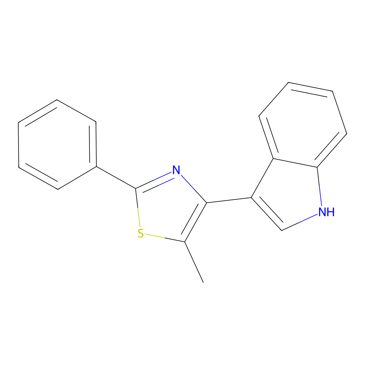 4-(1H-indol-3-yl)-5-methyl-2-phenyl-1,3-thiazole molecular structure, CAS 428858-11-1
