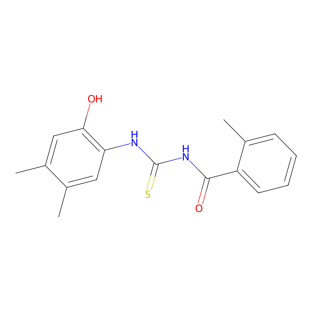 N-[(2-hydroxy-4,5-dimethylphenyl)carbamothioyl]-2-methylbenzamide molecular structure, CAS 428858-28-0