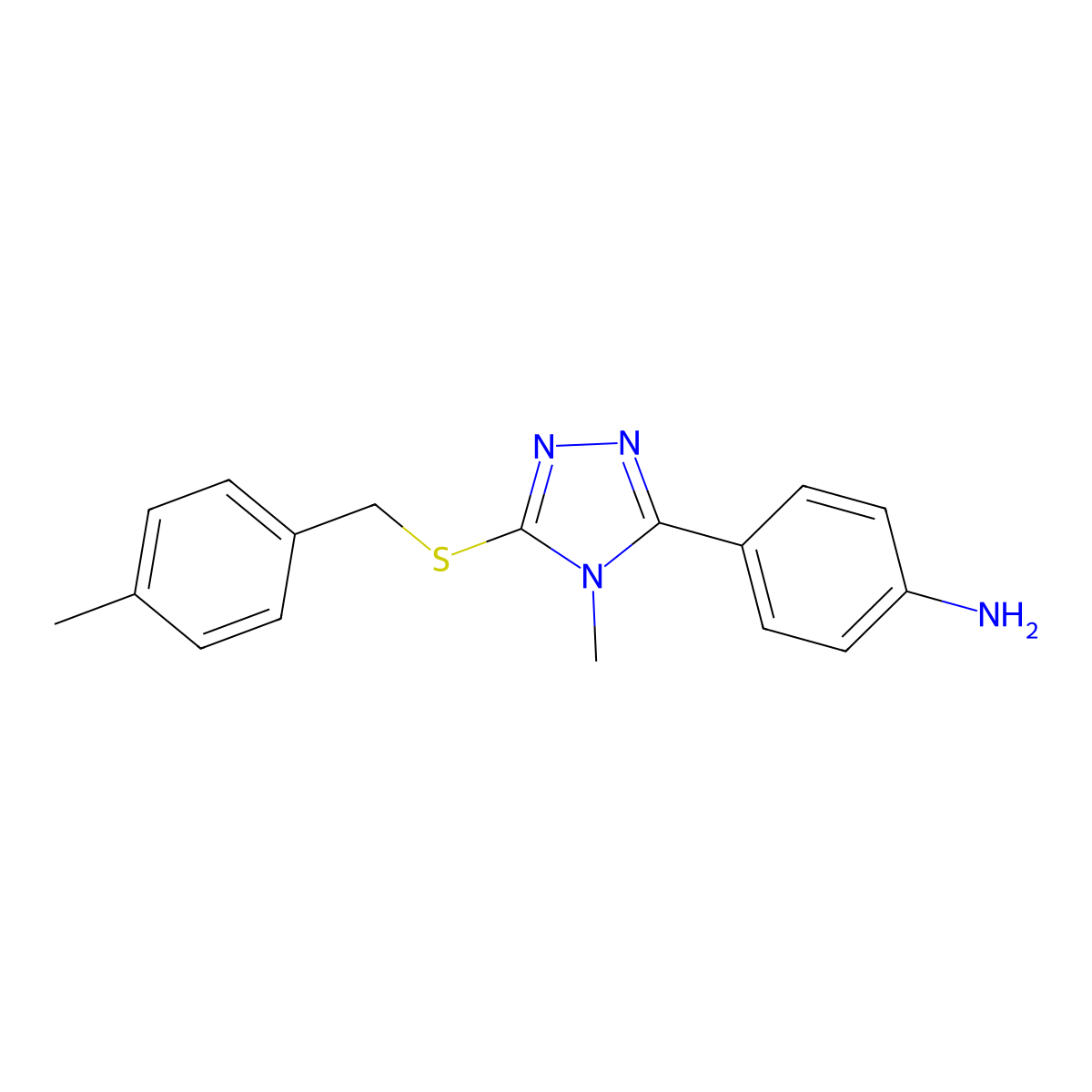 4-[4-Methyl-5-[(4-methylphenyl)methylsulfanyl]-1,2,4-triazol-3-yl]aniline molecular structure, CAS 428858-29-1