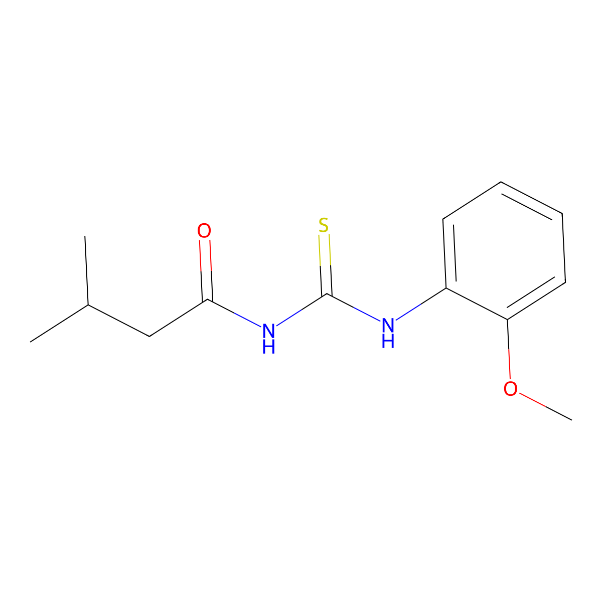 N-[(2-methoxyphenyl)carbamothioyl]-3-methylbutanamide molecular structure, CAS 428858-40-6