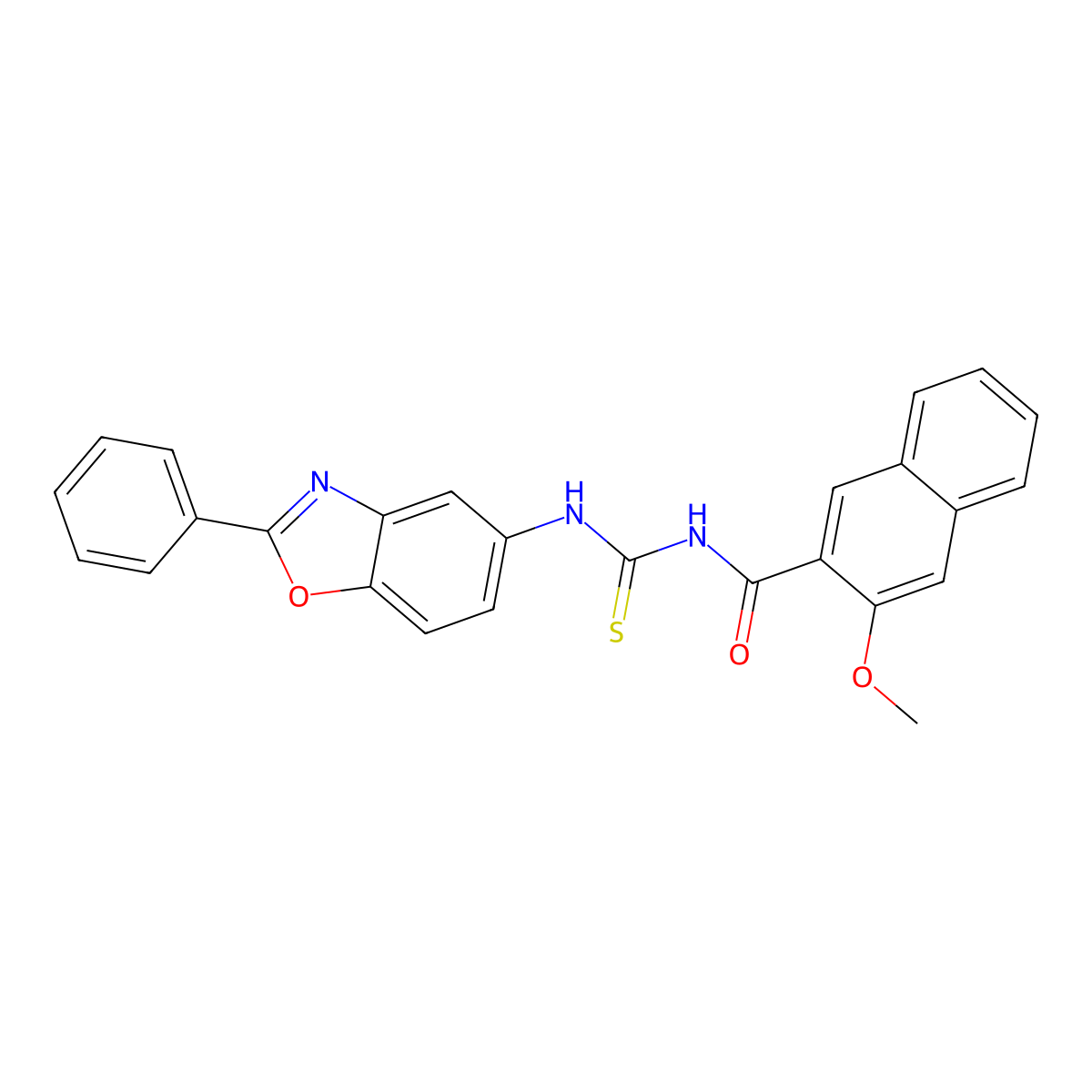 3-methoxy-N-[(2-phenyl-1,3-benzoxazol-5-yl)carbamothioyl]naphthalene-2-carboxamide molecular structure, CAS 428858-45-1