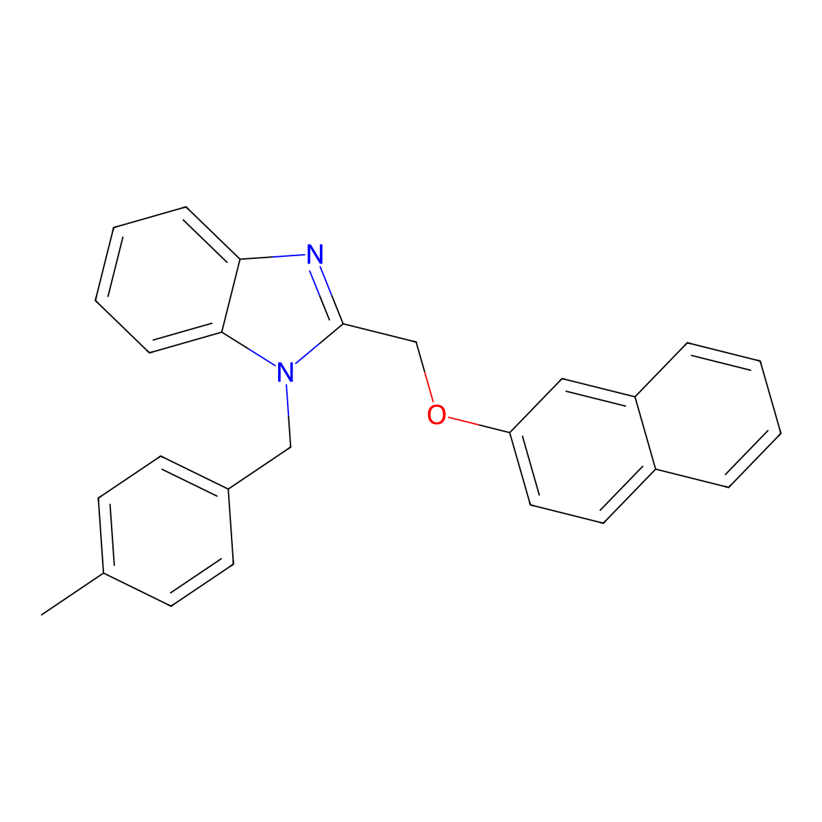 1-[(4-Methylphenyl)methyl]-2-(naphthalen-2-yloxymethyl)benzimidazole molecular structure, CAS 428858-78-0