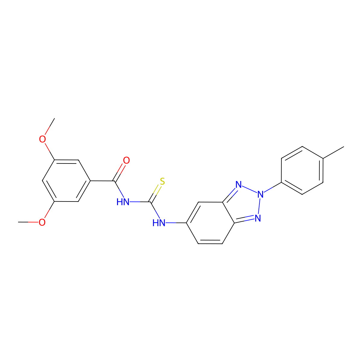 3,5-dimethoxy-N-[[2-(4-methylphenyl)benzotriazol-5-yl]carbamothioyl]benzamide molecular structure, CAS 428858-79-1
