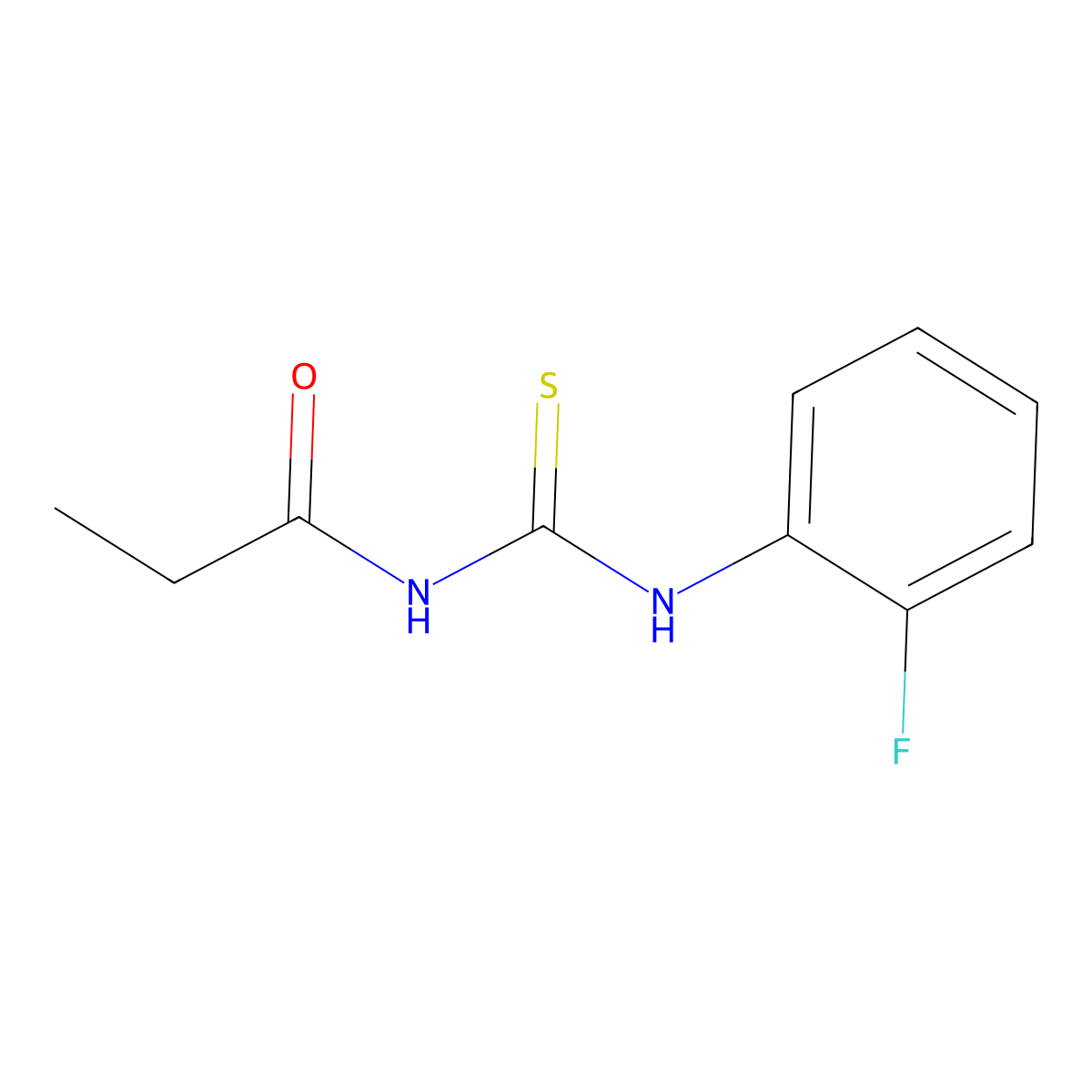 N-[(2-fluorophenyl)carbamothioyl]propanamide molecular structure, CAS 428858-82-6